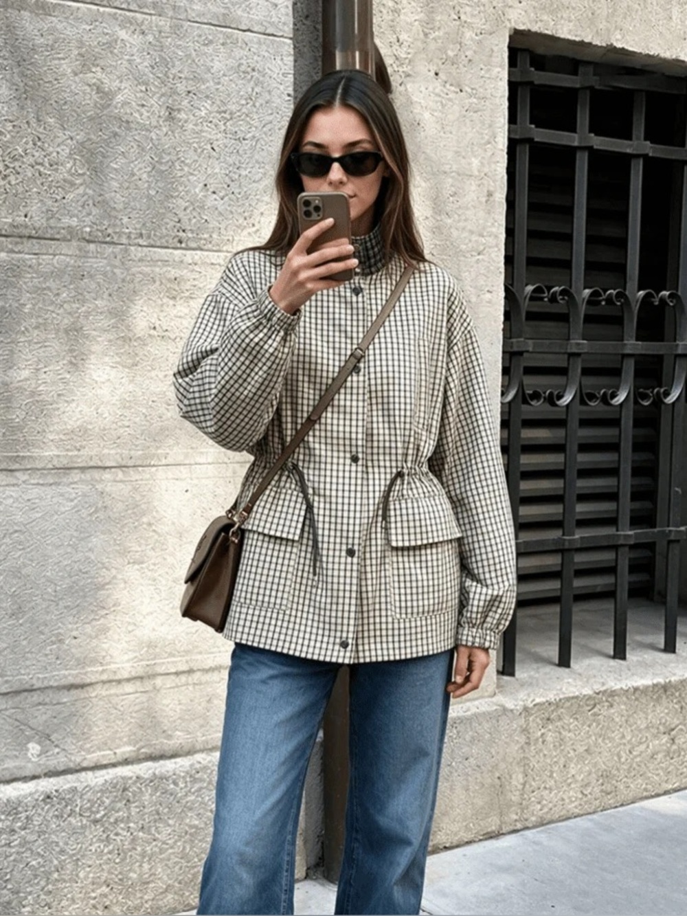 ZARA ✨VIRAL✨Check High-Neck Jacket - Picture 12 of 14